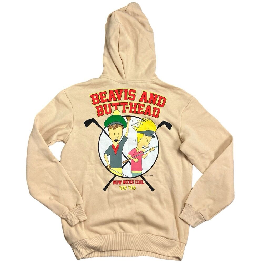 Beavis And Butthead‎ Hoodie Adult S Beige Golf MTV Graphic Novelty Retro 90s